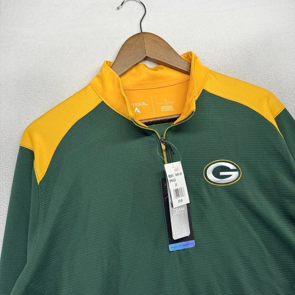 Green Bay packers Quarter Zip Men's Large Green yellow Embroidered Logo NEW